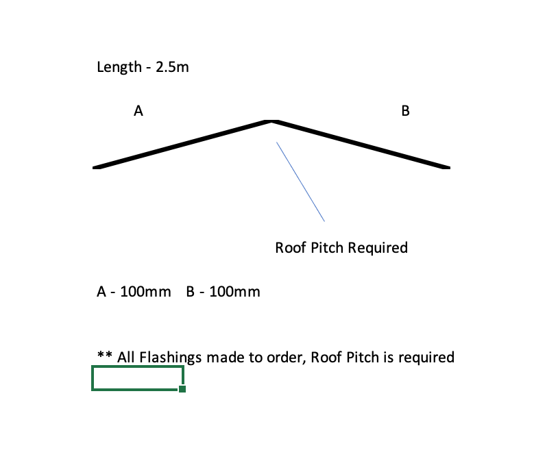 External Ridge Flashing 0.70mm, Juniper Green Plastisol 100mm x 100mm x 1 Bend (2.5m)