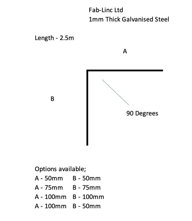 Angle 1.0mm Plain Galvanised 50mm x 50mm x 1 Bend (2.5m)