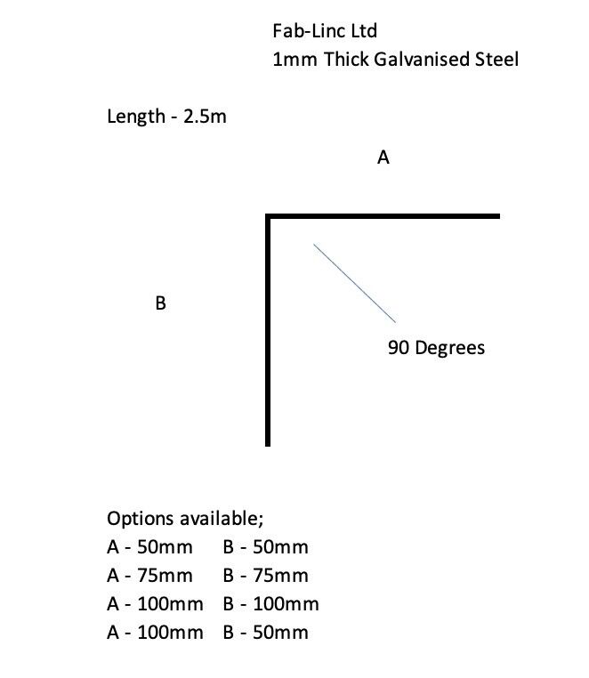Angle Flashing Trim 1.0mm Plain Galvanised 100mm x 100mm x 1 Bend (2.5m)