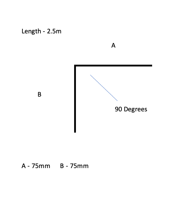 External Corner / Barge Flashing 0.70mm, Merlin Grey Plastisol 75mm x 75mm x 1 Bend (2.5m)